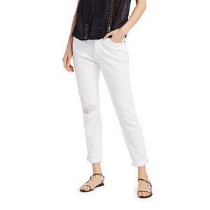 Frame Le Beau Distressed High-Rise Straight-Leg Jeans